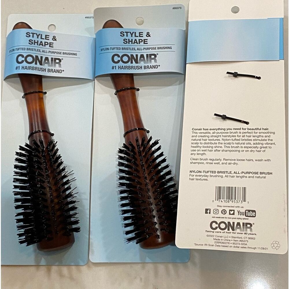 Conair style & shape hair brush 3pc lot bundle of brushes NWT